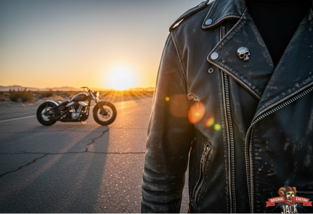 vieux cuir noir mat look bobber affirmé